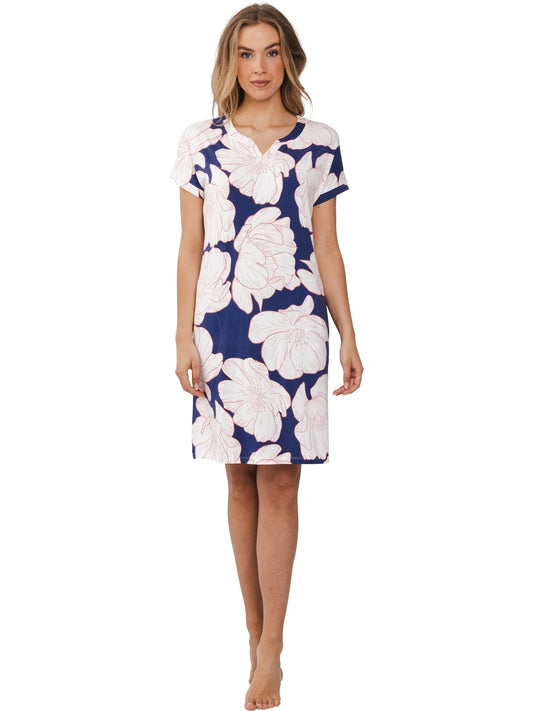 Pastunette Premium Nachthemd met bloemenprint - 111251-204-1 - donker blauw