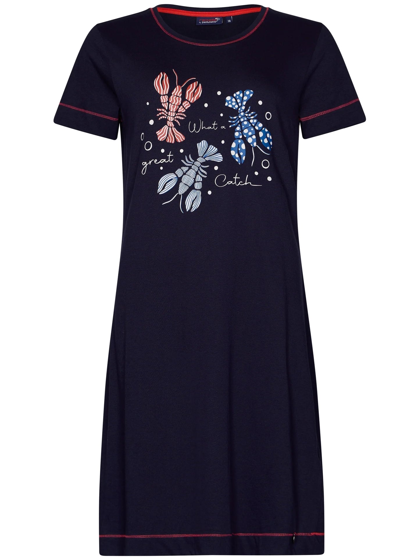 Rebelle Nachthemd met opdruk lobster party - 111251-626-1 - Donker blauw