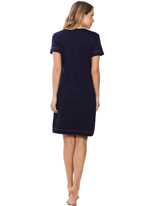 Rebelle Nachthemd met opdruk lobster party - 111251-626-1 - Donker blauw