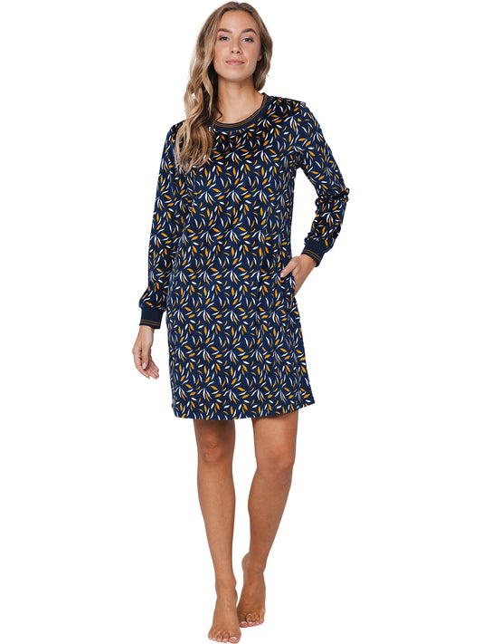 Pastunette Warme Nachthemd fleece - serie Moonlite 111252-122-1 - Donker blauw