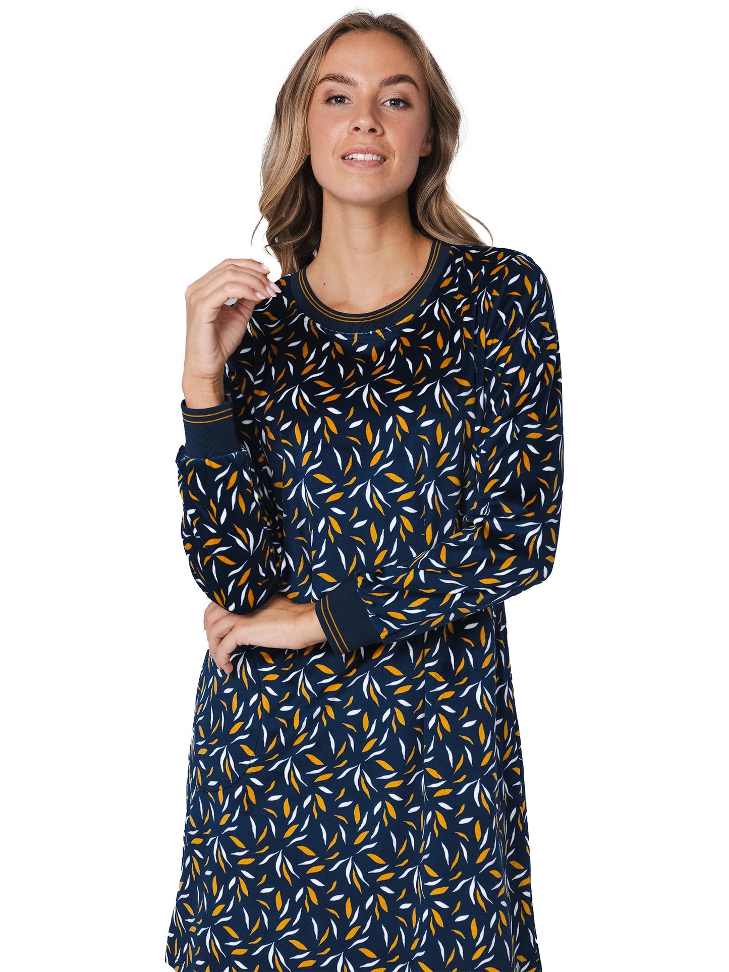 Pastunette Warme Nachthemd fleece - serie Moonlite 111252-122-1 - Donker blauw