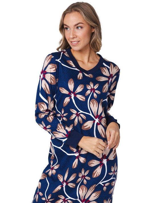 Pastunette Lang Nachthemd - serie Midnight Bloom 111252-238-1 - Donker blauw