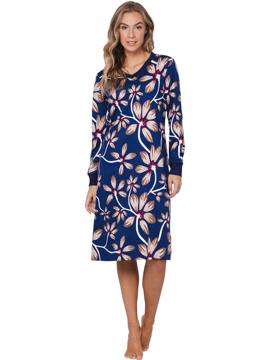Pastunette Lang Nachthemd - serie Midnight Bloom 111252-238-1 - Donker blauw