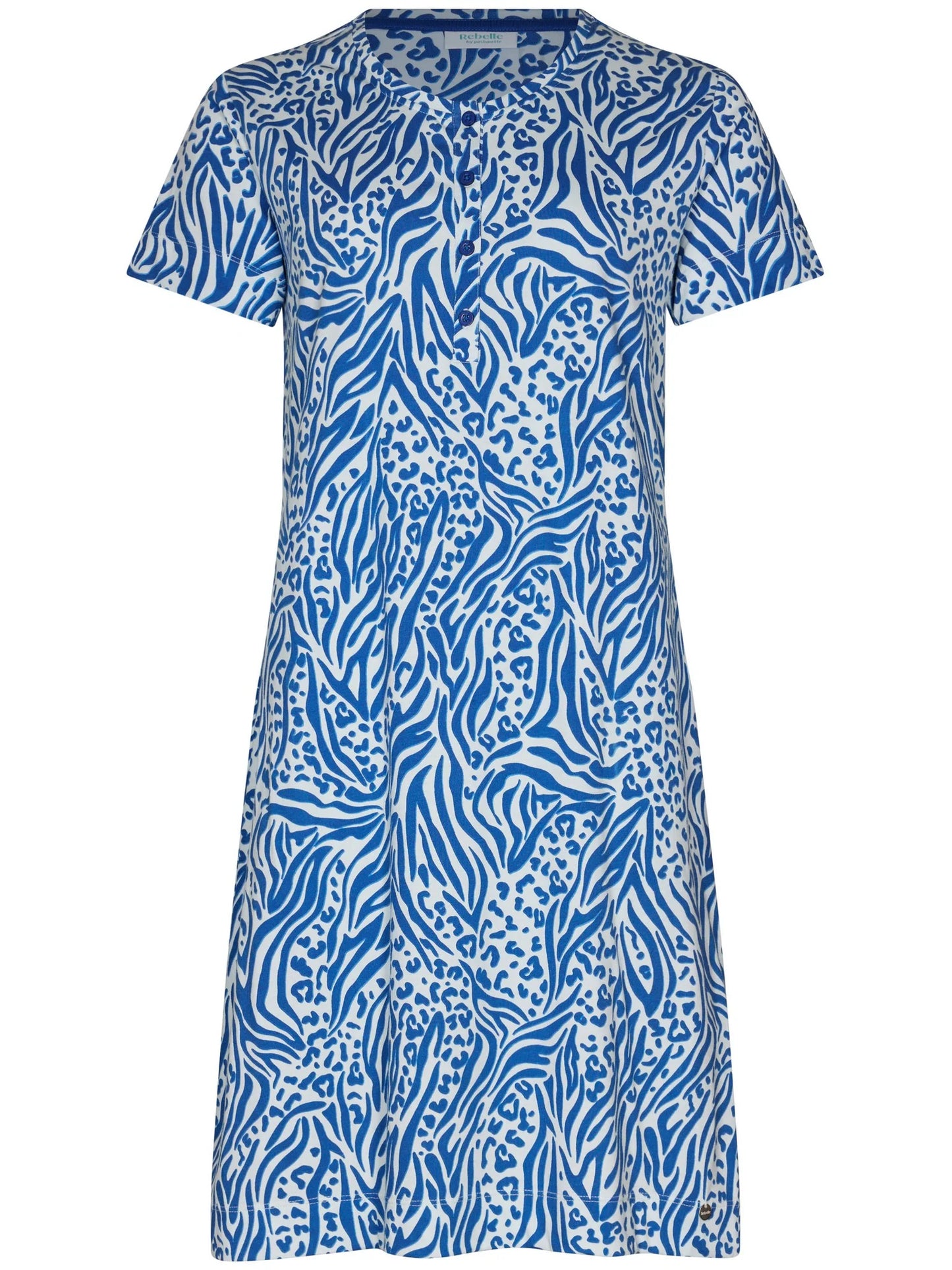 Rebelle Nachthemd met knoopsluiting - Blue Bay 111261-628-1 - Blauw