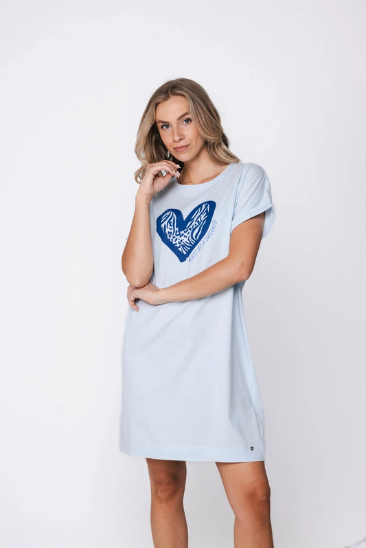 Rebelle Nachthemd met opdruk hart - 111261-628-2 - Licht blauw