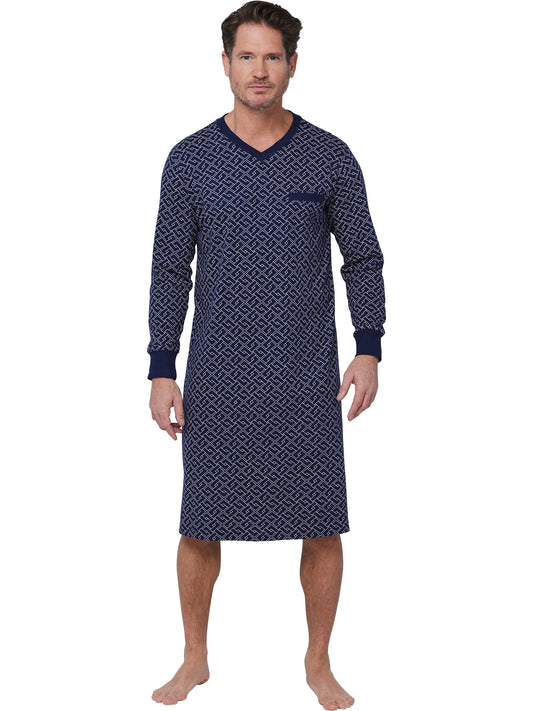 Pastunette heren nachthemd - serie Linear 112252-544-1 - Donker blauw