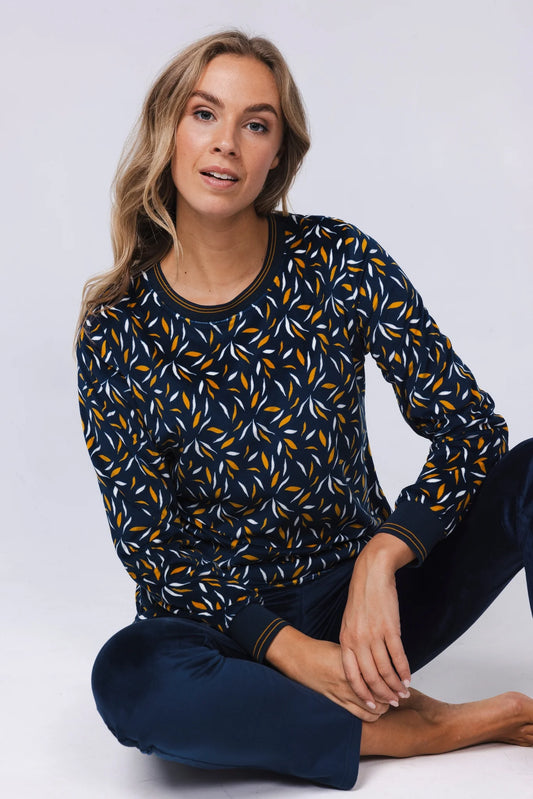 Pastunette Warme pyjama fleece - serie Moonlite 121252-122-1 - Donker blauw