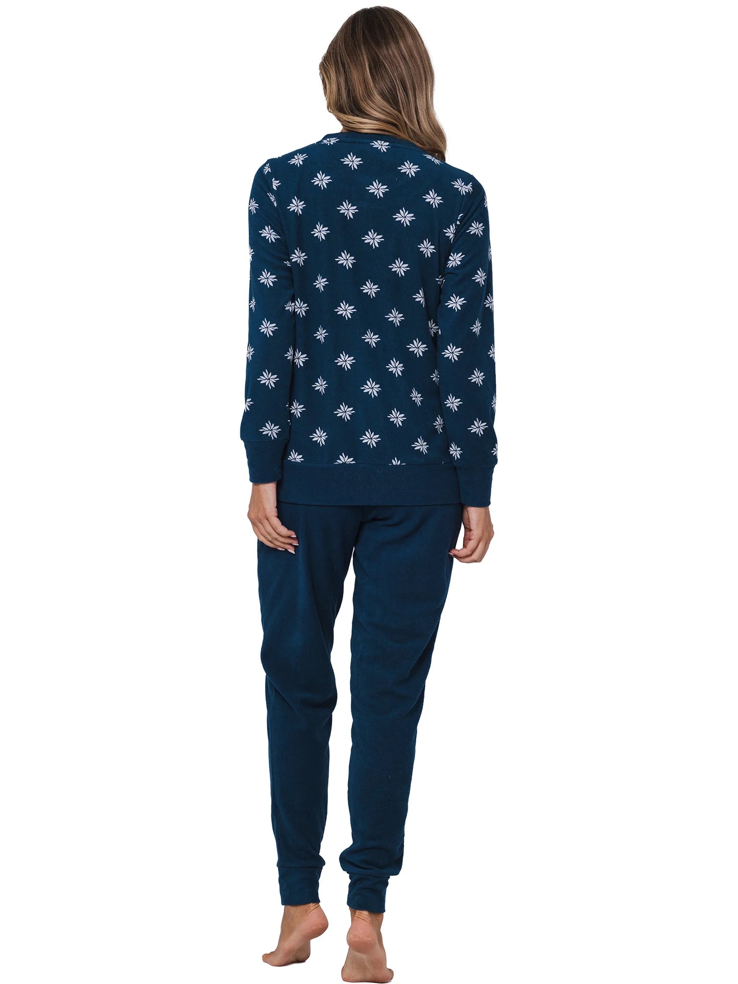 Pastunette pyjama badstof met knoopsluiting - Moonlite 121252-126-1 - Donker blauw