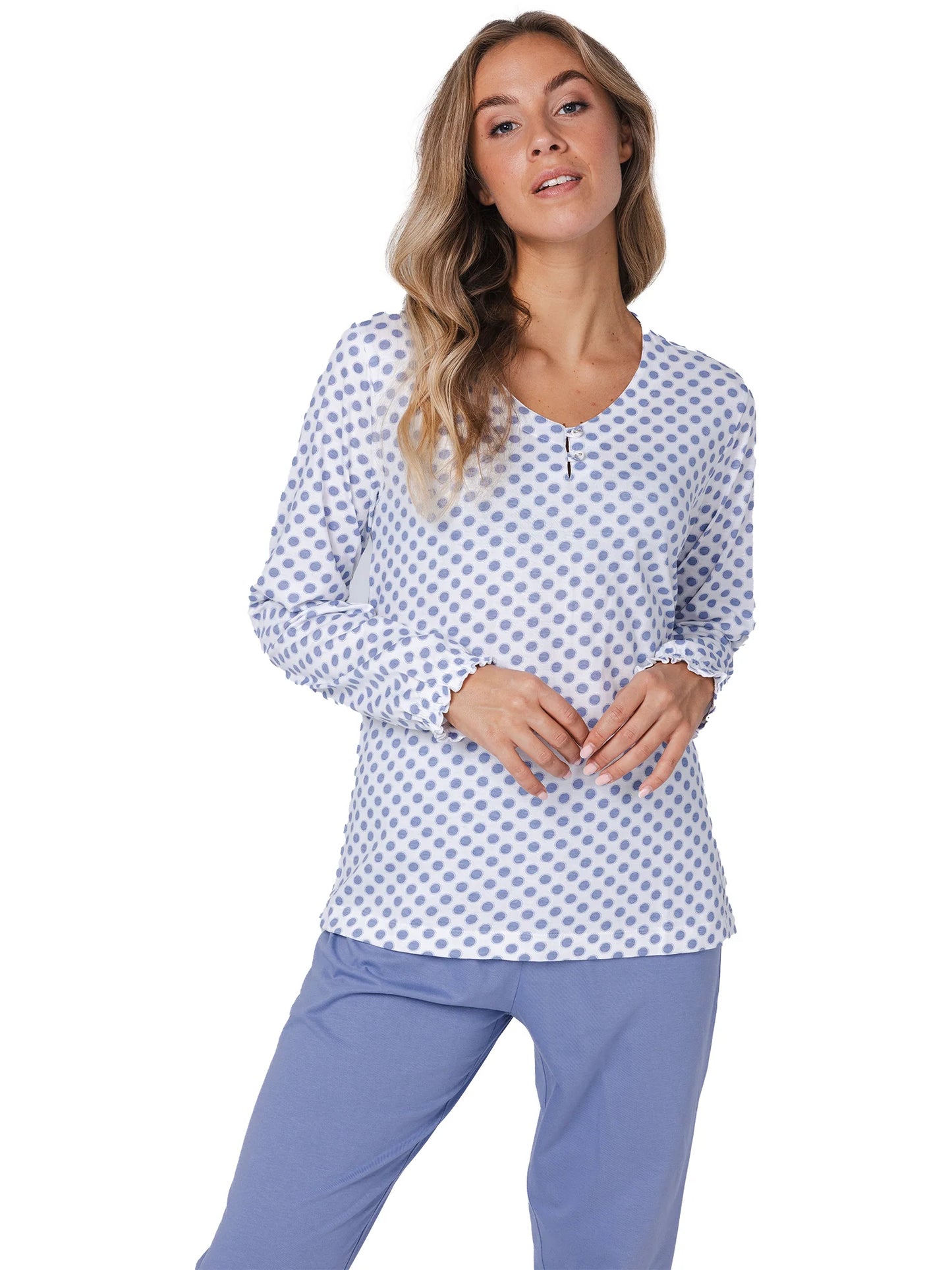 Pastunette Pyjama met stippen design - Blue Fog 121252-146-1 - Blauw