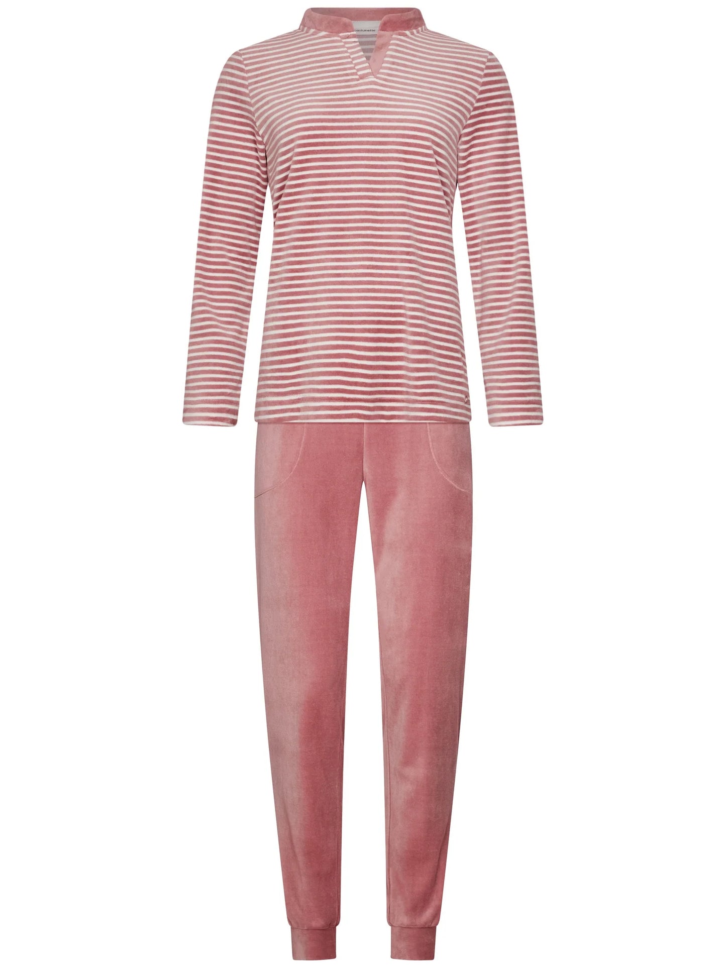 Pastunette Warme velours pyjama gesteept - Rose Stream 121252-164-1 - Donker roze