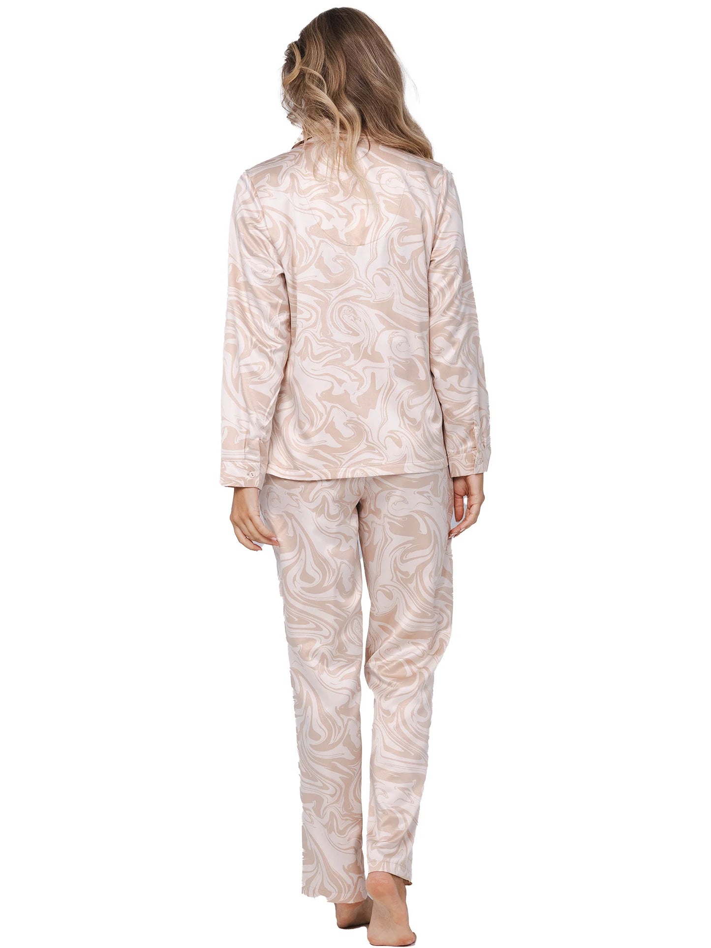 Pastunette Premium satijnen pyjama doorknoop - Eternal 121252-202-1 - Beige