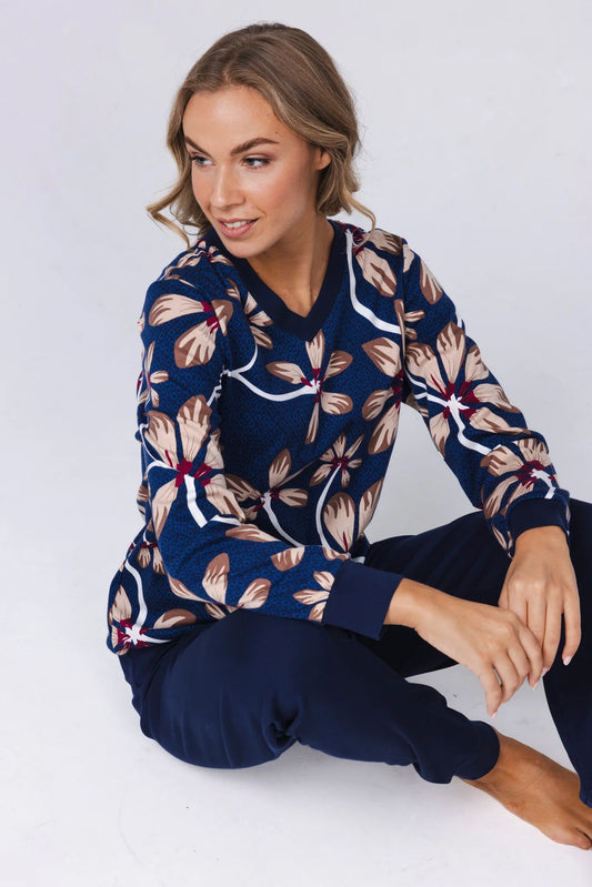 Pastunette Premium pyjama - serie Midnight Bloom 121251-238-1 - Donker blauw