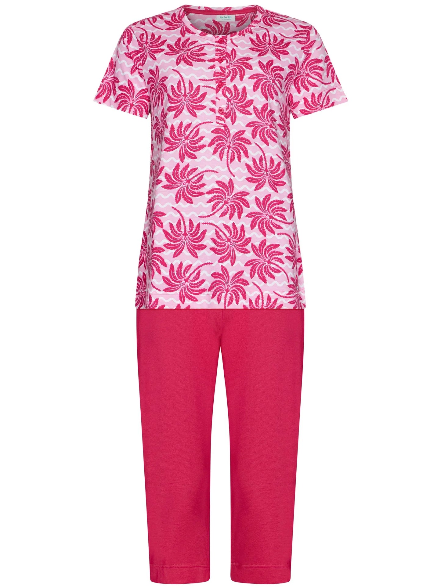 Rebelle Pyjama met 3/4 broek - Palm Springs 121261-618-1 - donker roze
