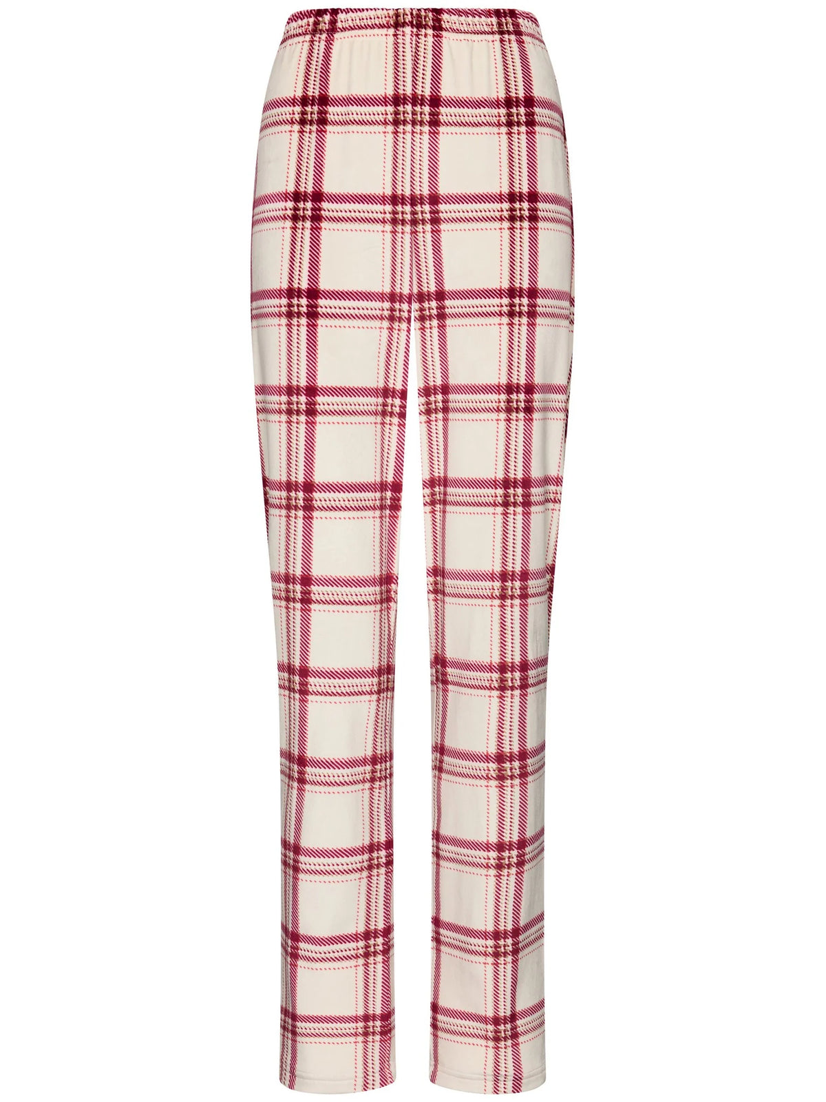 Pastunette warme Pyjama doorknoop - Alpine Creme 121262-102-2 - Donker rood geruit