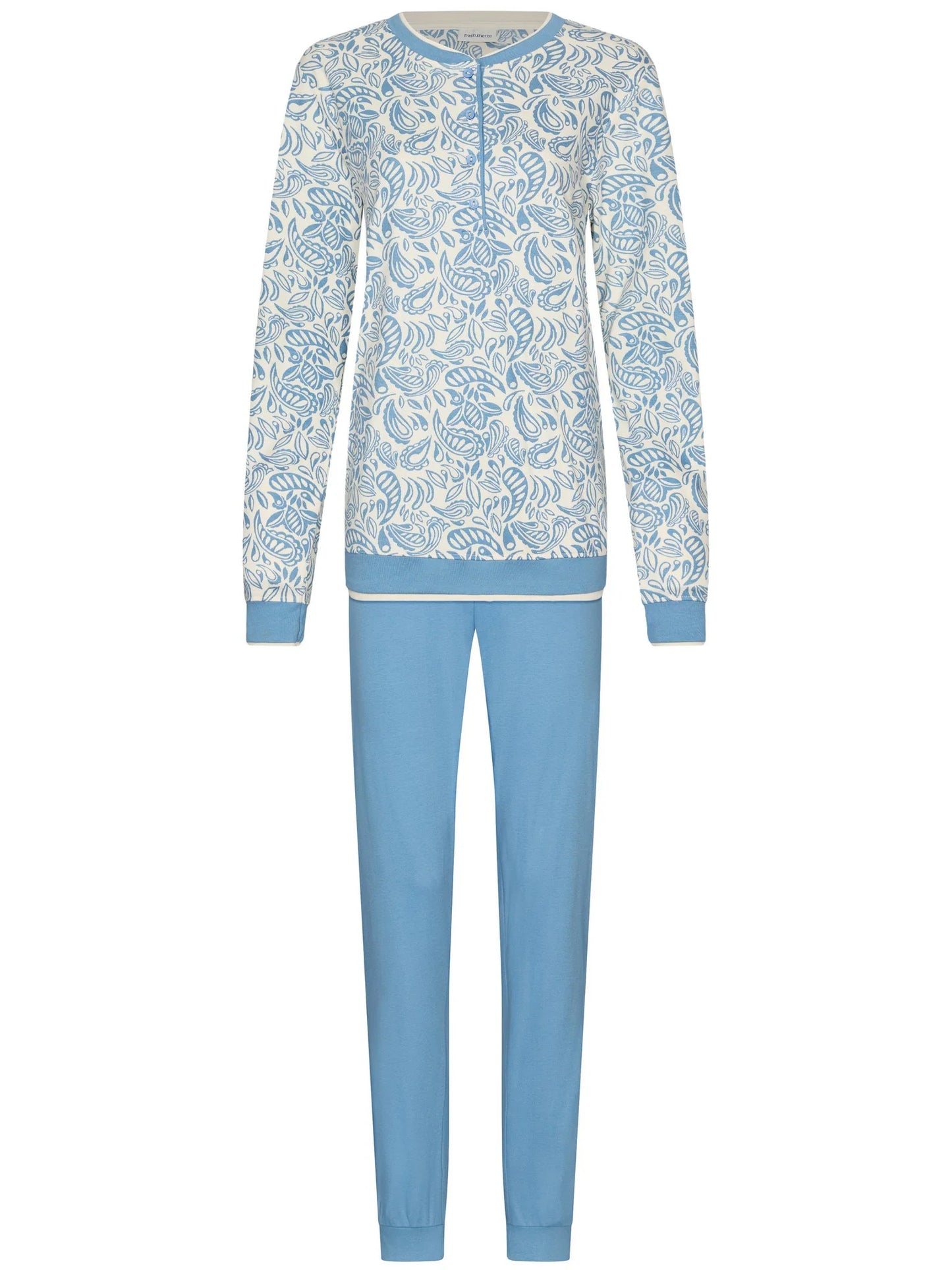 Pastunette Dikke Pyjama met knoopsluiting serie Soft Paisley - 121262-172-1 - Blauw