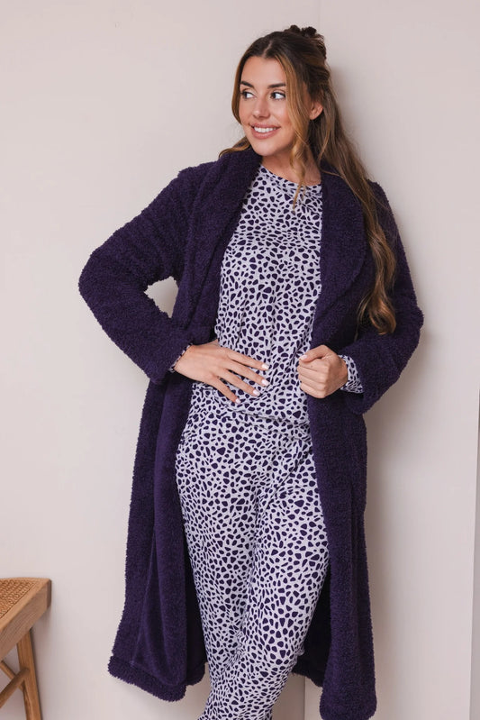Pastunette warme Pyjama met boorden - Purple Pebbles 121262-178-1 - Donker Paars