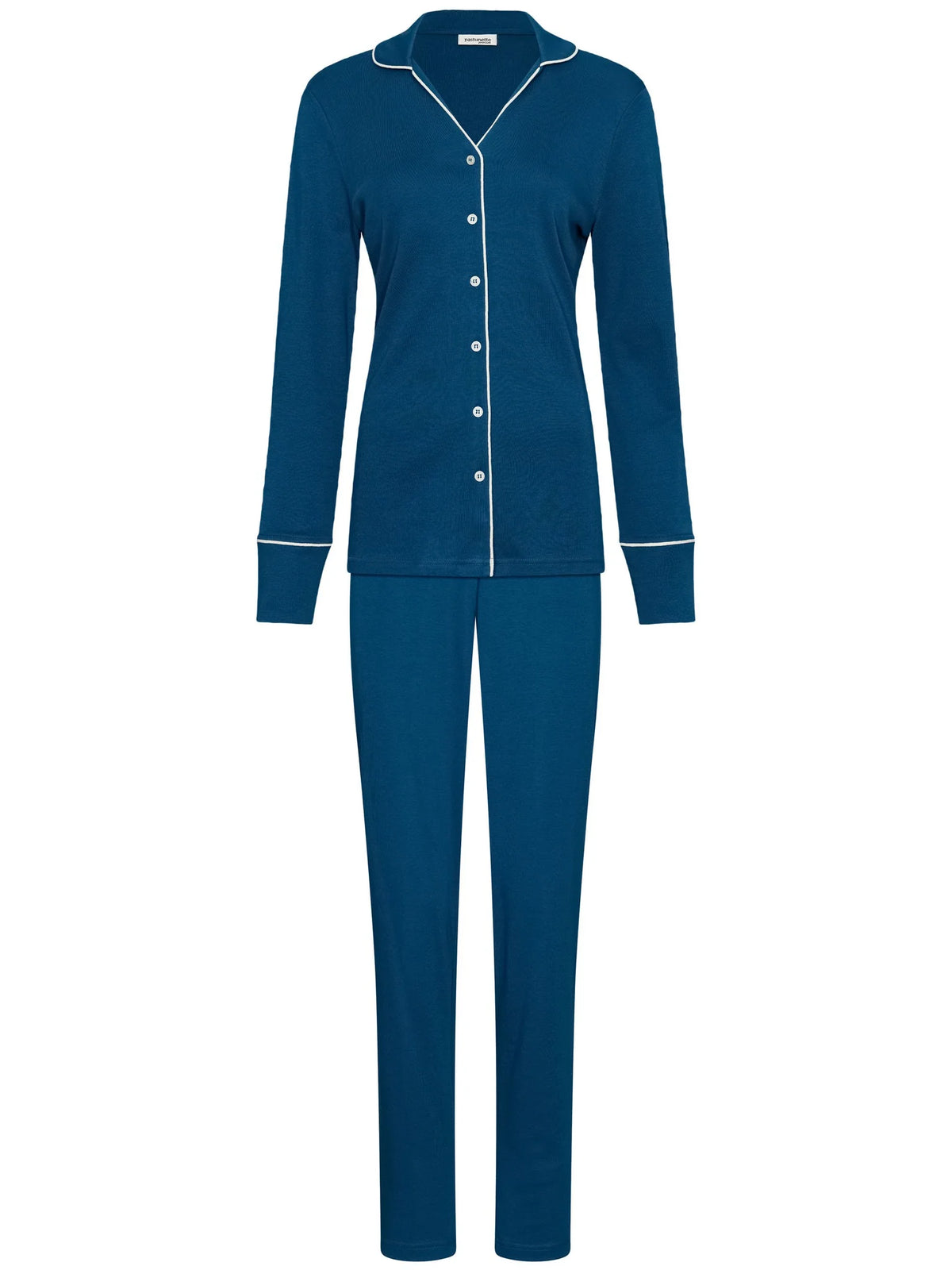 Pastunette Premium doorknoop Pyjama met kraag - Blue Mirage 121262-226-1 - Donker Blauw
