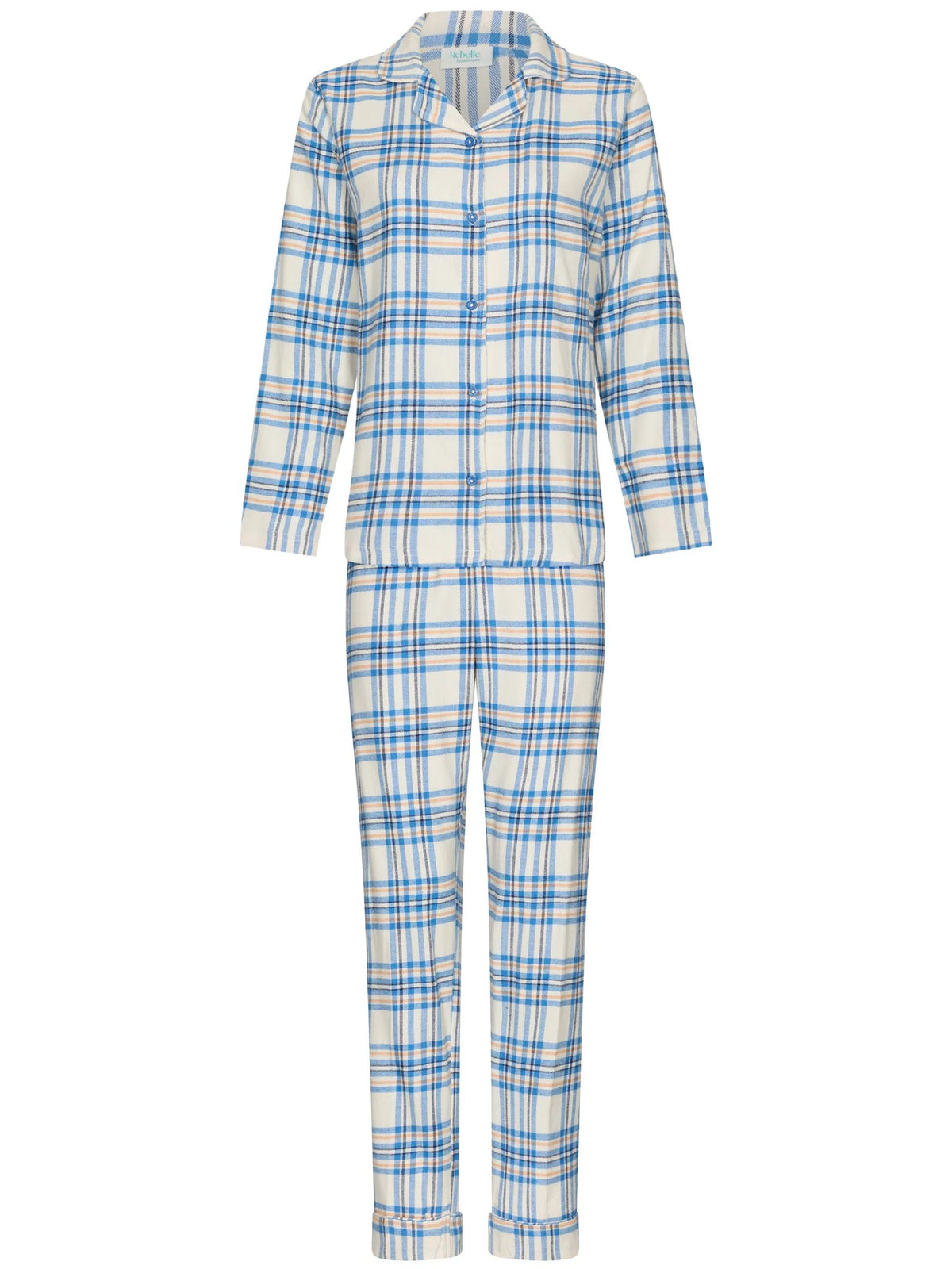 Rebelle Pyjama Flanel doorknoop ruit - Checks 121262-638-1 - Blauw