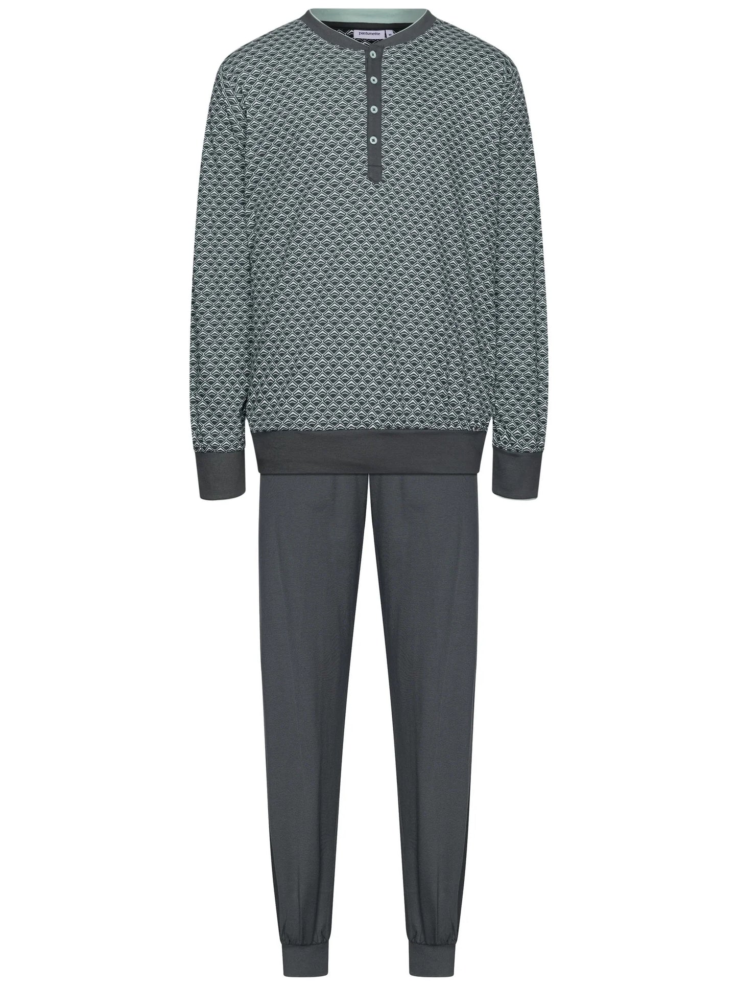 Pastunette heren pyjama met boorden grafische print - 122251-528-1 - groen