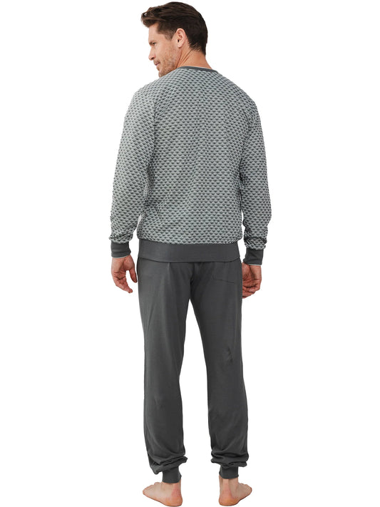 Pastunette heren pyjama met boorden grafische print - 122251-528-1 - groen