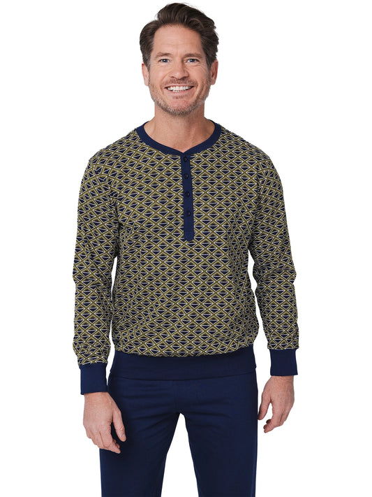 Pastunette heren pyjama met boorden grafische print - Adventure 122252-508-1 - Blauw