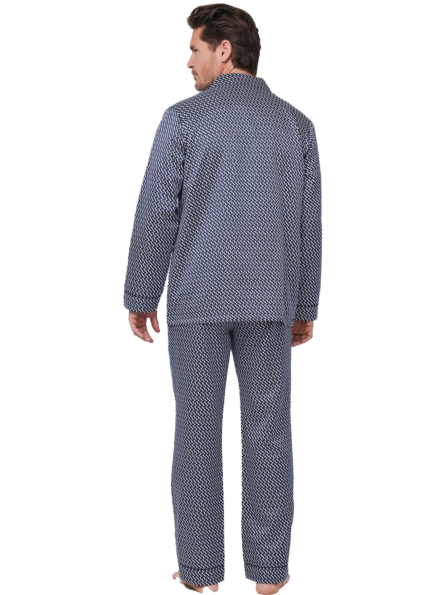 Robson heren satijnen doorknoop Pyjama - 122252-801-1 - Donker Blauw satijn