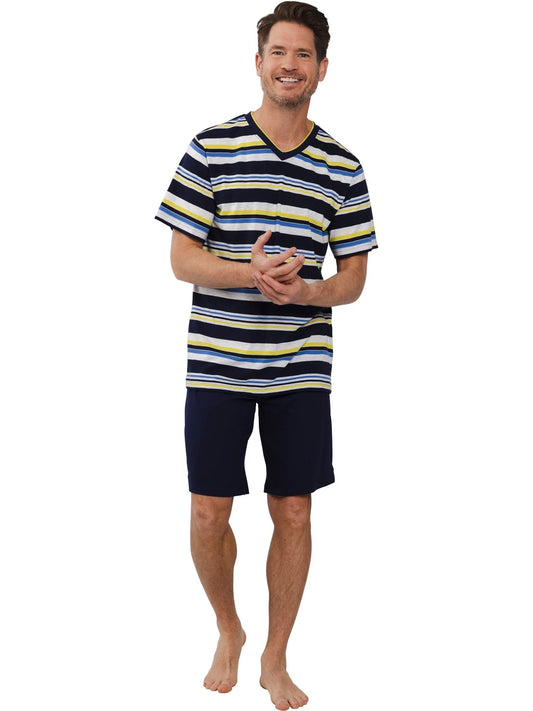 Pastunette heren shortama gestreept - 132251-506-1 - donker blauw