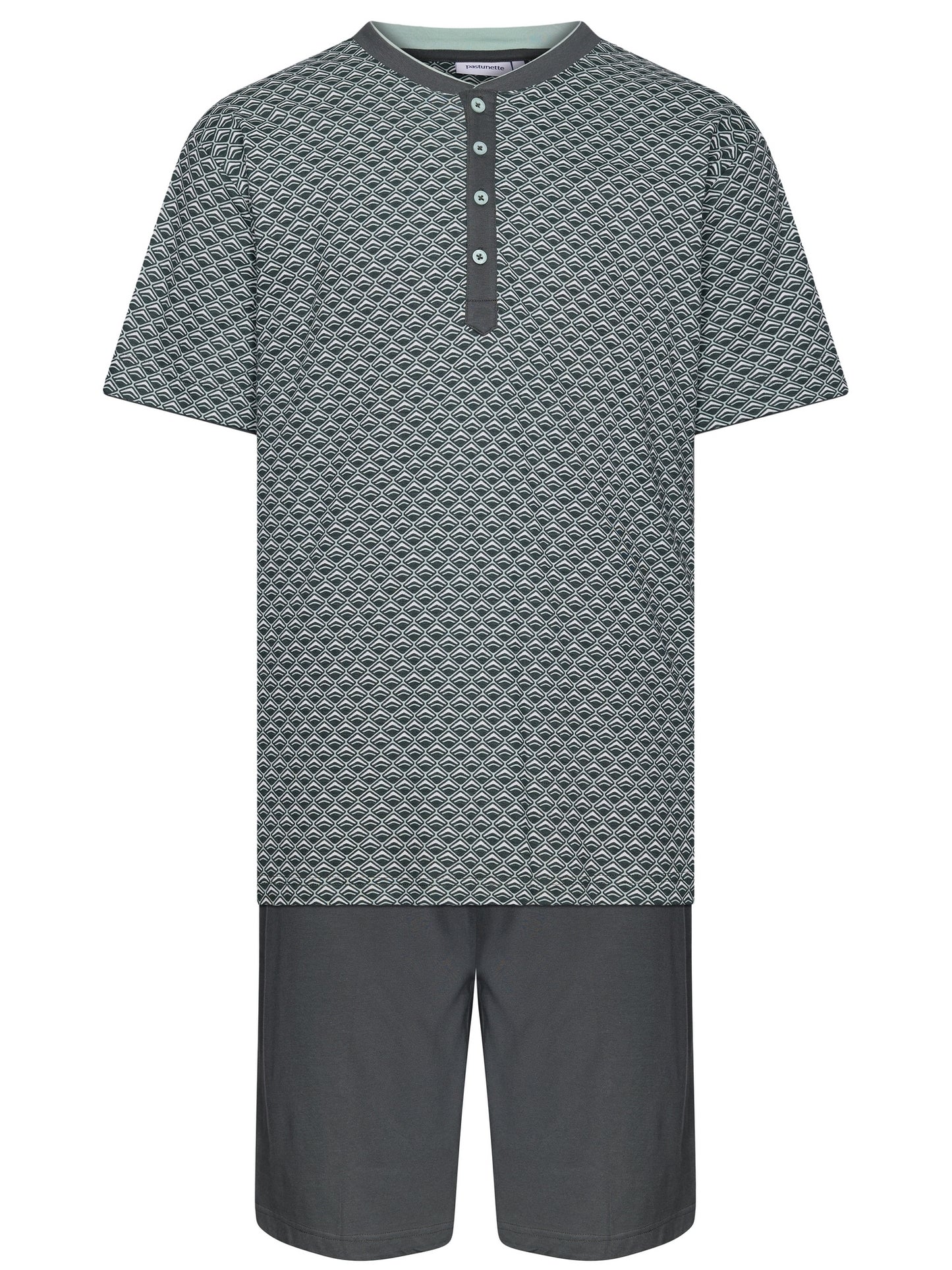 Pastunette heren Shortama knoopsluiting - 132251-528-1 - grijs/groen