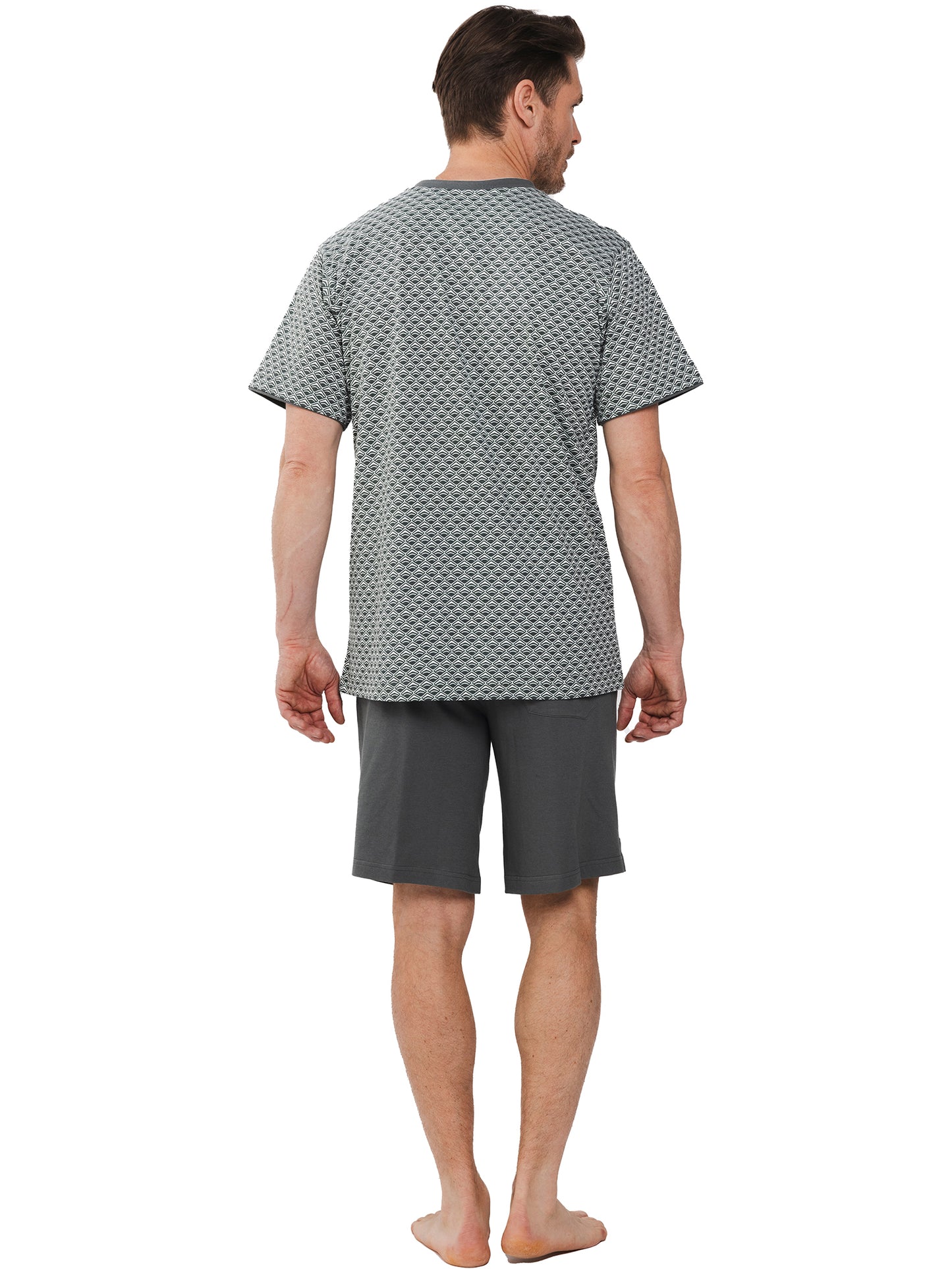 Pastunette heren Shortama knoopsluiting - 132251-528-1 - grijs/groen