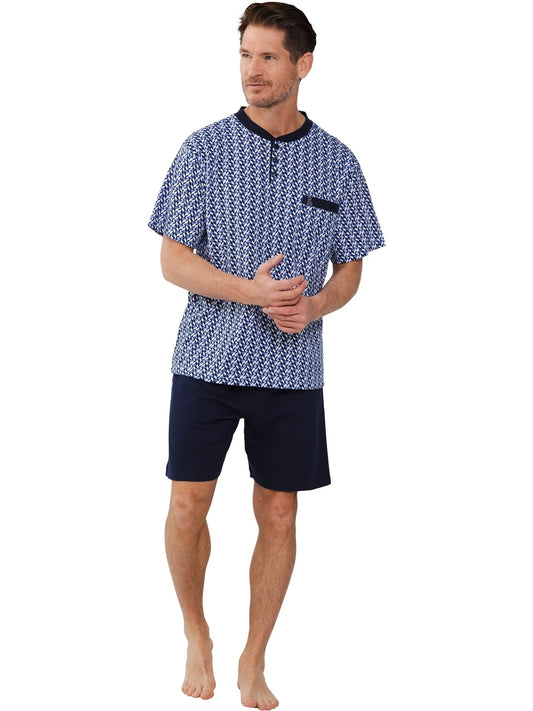 Robson heren shortama graphic - 132251-816-1 - donker blauw