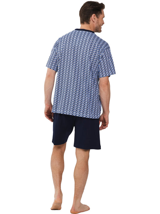 Robson heren shortama graphic - 132251-816-1 - donker blauw