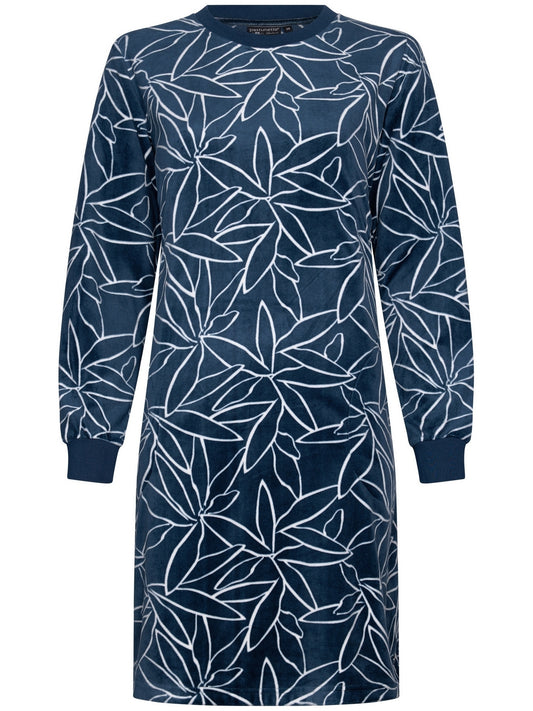 Pastunette Premium Warm Nachthemd met boorden - 15242-310-2 - Donker blauw