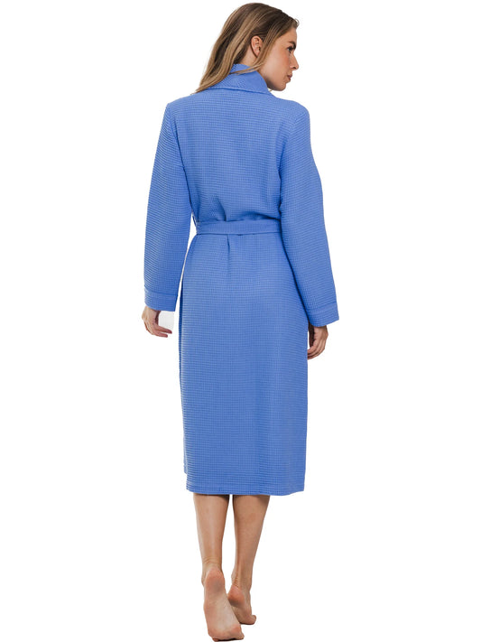 Pastunette lange omslag badjas van waffle kwaliteit - 171251-127-1 - soft blue