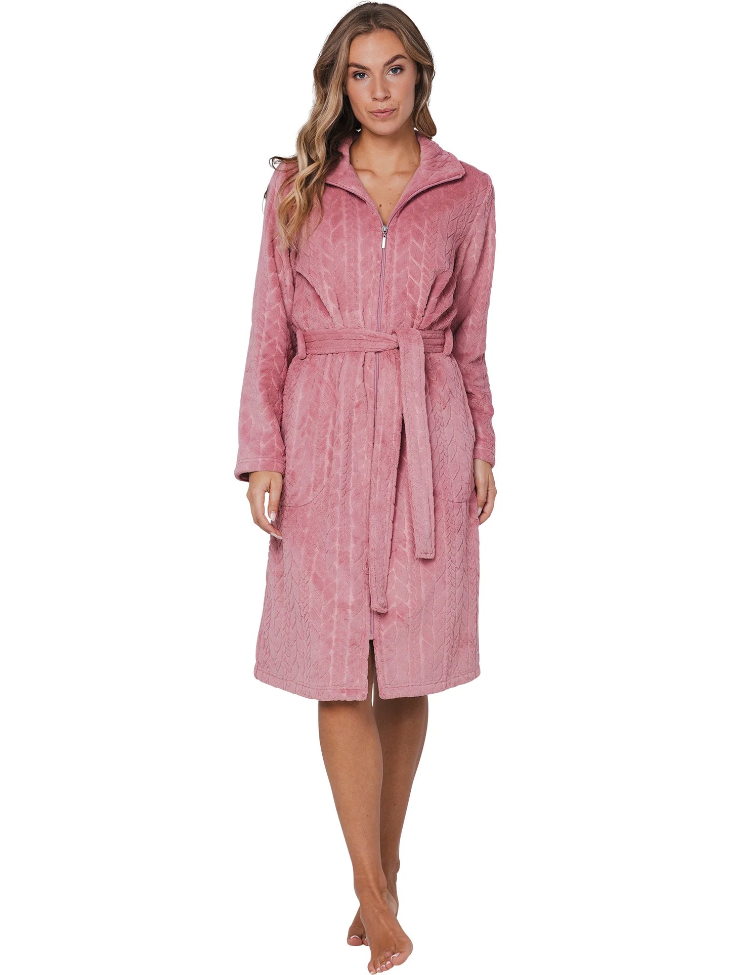 Pastunette badjas fleece met rits - Stream 171252-170-2 - Dark Pink