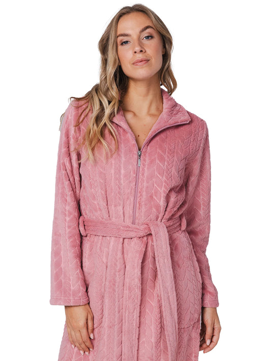 Pastunette badjas fleece met rits - Stream 171252-170-2 - Dark Pink