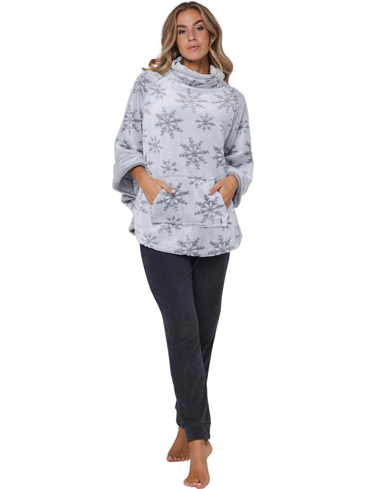 Rebelle Poncho Fleece met ijskristallen - Silver Frost 171252-656-1 - Grijs