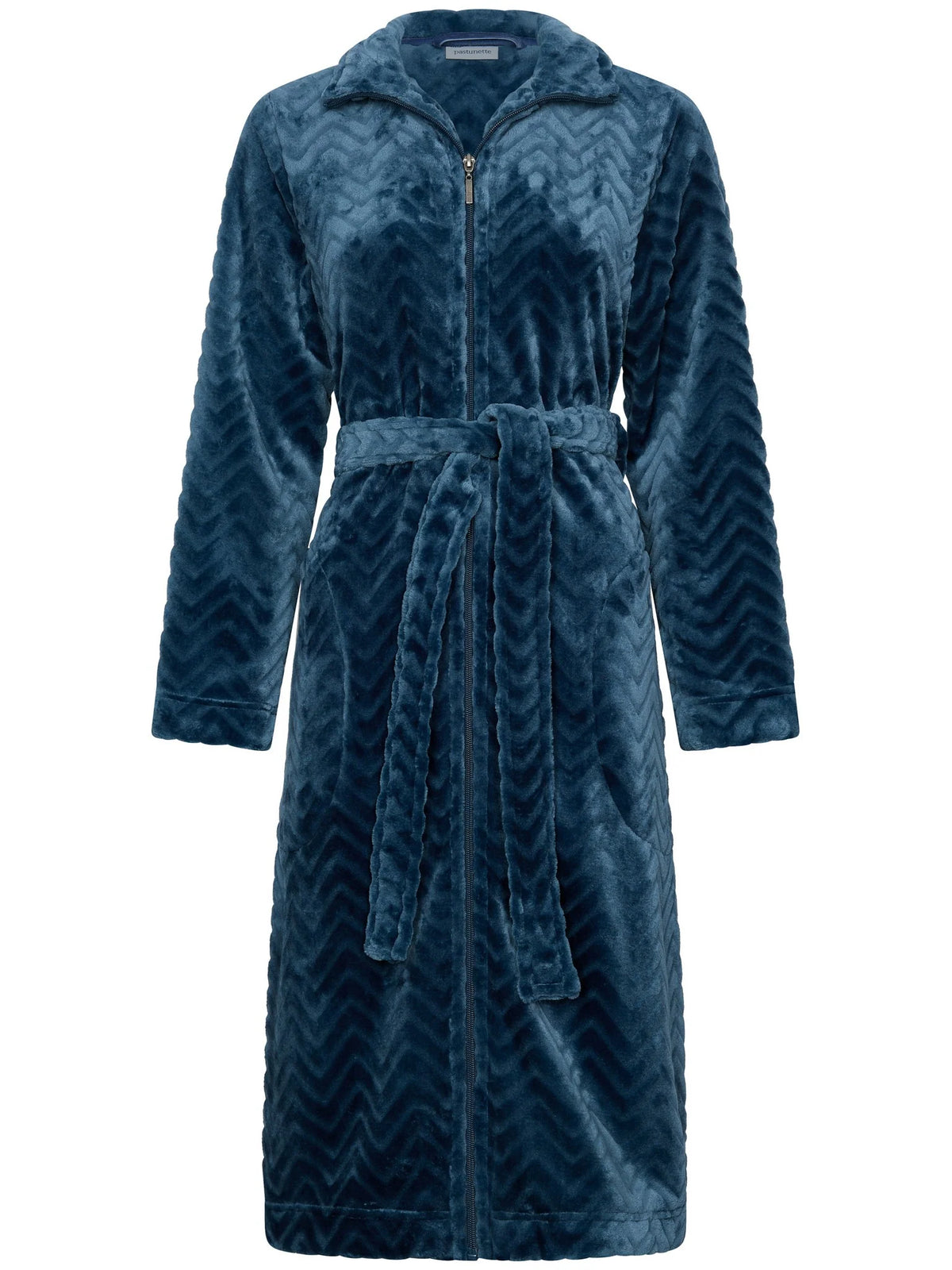 Pastunette badjas fleece met rits - Nordic bloom 171262-106-3 - Donker blauw