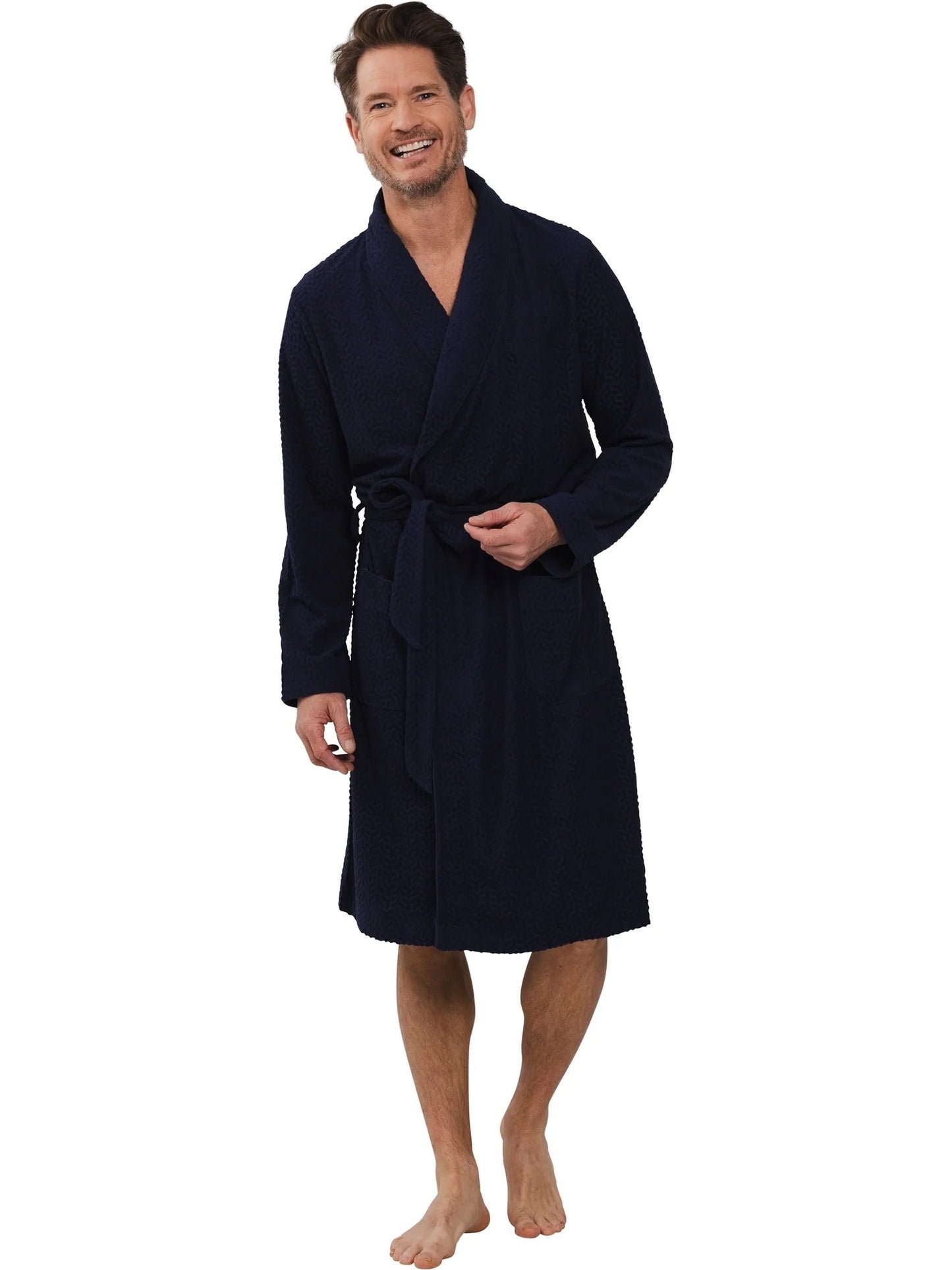 Pastunette heren badjas met omslag badstof - 172251-512-1 - donker blauw
