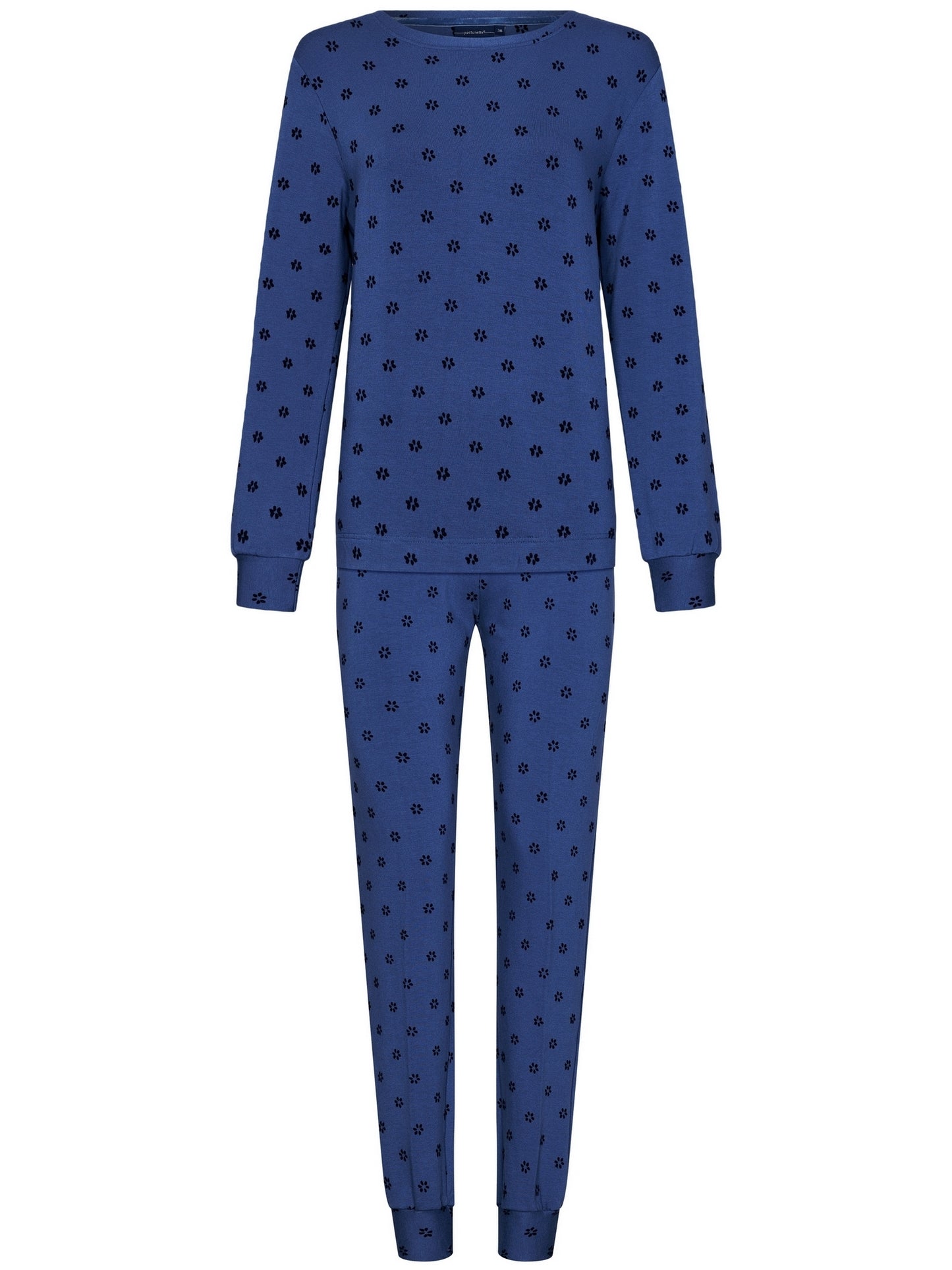 Pastunette zachte pyjama met boorden stippen bloem - 20242-108-2 - Donker blauw