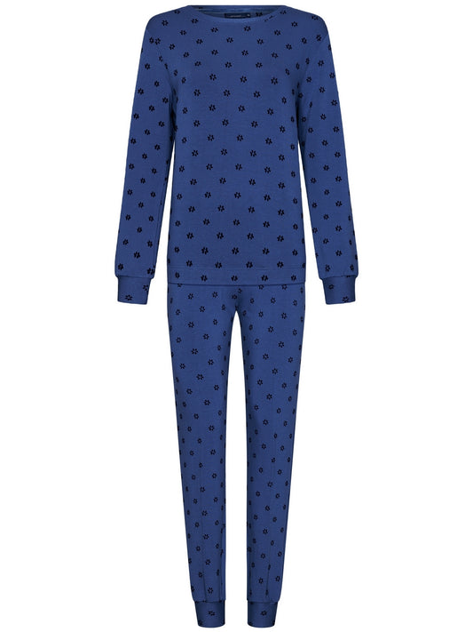 Pastunette zachte pyjama met boorden stippen bloem - 20242-108-2 - Donker blauw