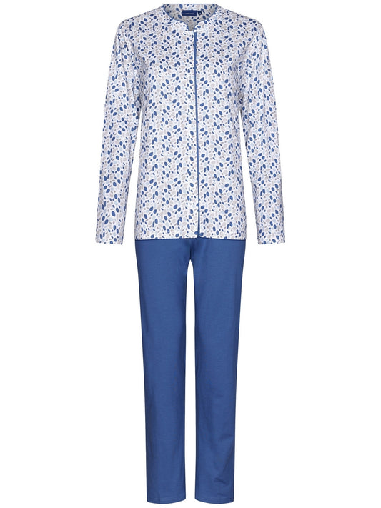 Pastunette doorknoop pyjama in minimalistisch patroon - 20242-150-6 - Blauw/wit