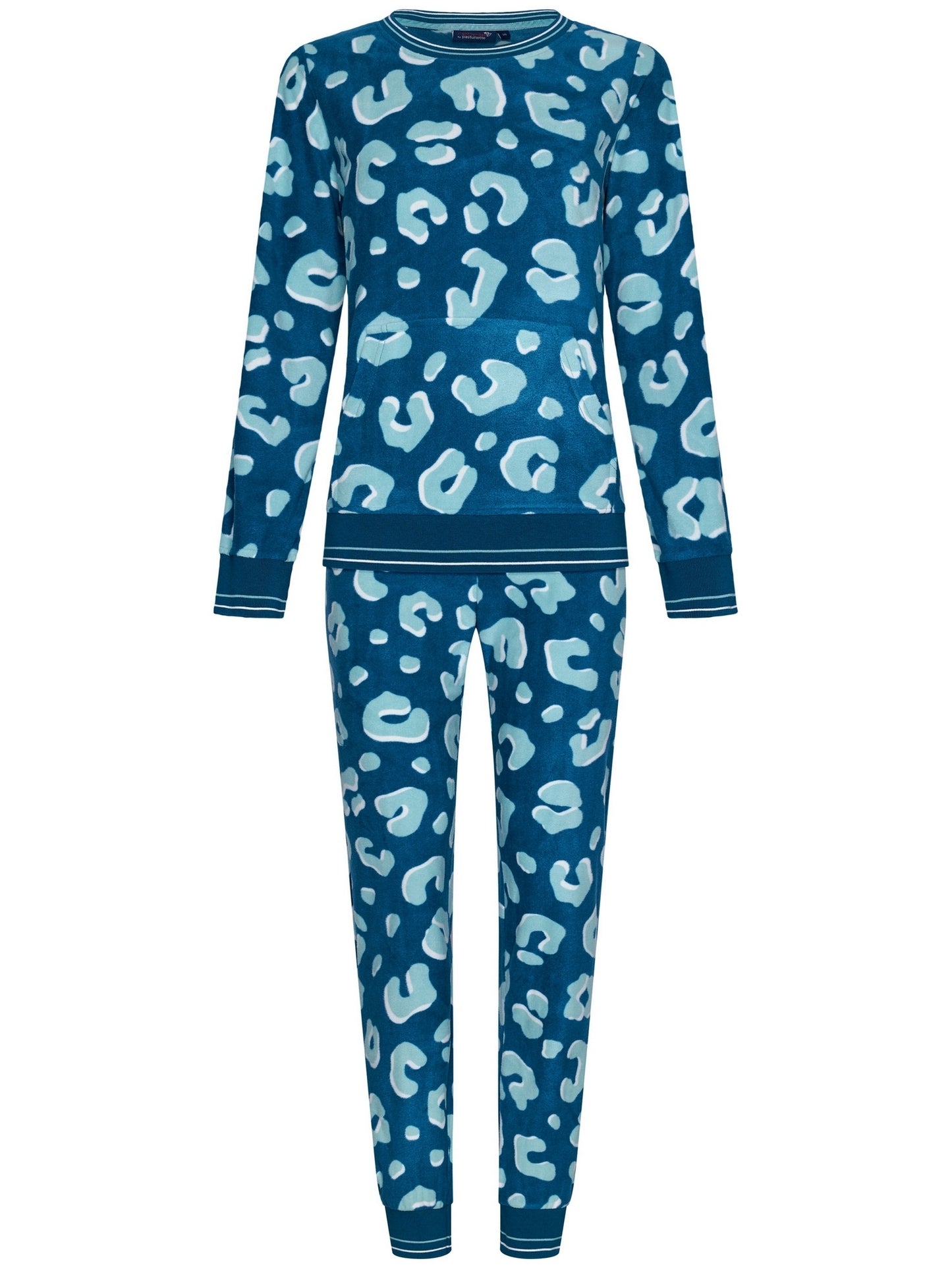 Rebelle warme pyjama / huispak met kangoeroezak - 21242-414-2 - Turquoise