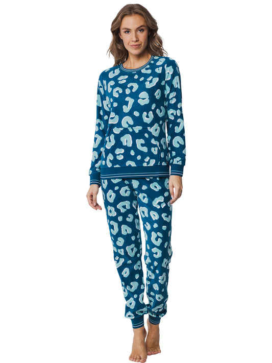 Rebelle warme pyjama / huispak met kangoeroezak - 21242-414-2 - Turquoise