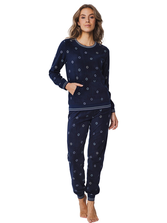 Rebelle warme pyjama / huispak met kangoeroezak - 21242-422-2 - Donker blauw