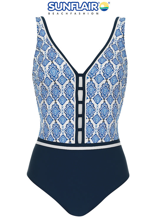 Sunflair beautyform shapewear badpak soft cup geplooid - 22105 - blauw wit