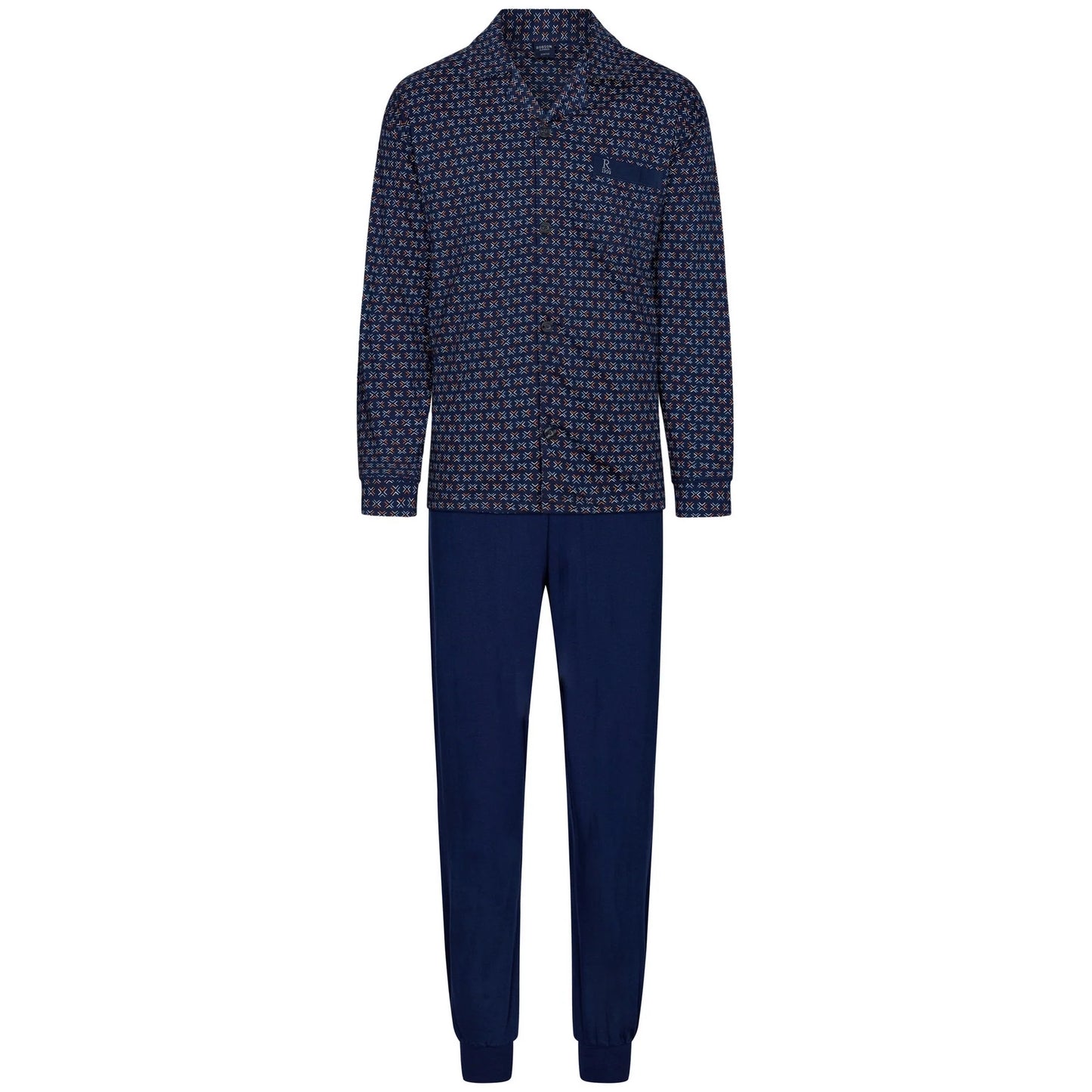 Robson heren doorknoop pyjama retro  - 27242-716-6 - Blauw