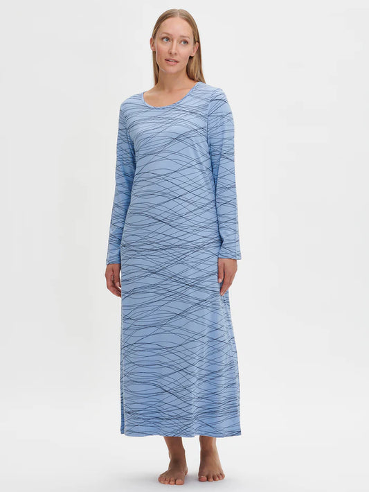 Nanso lang nachthemd grafische lijnen - LANKA 28695 - Licht blauw (2304)