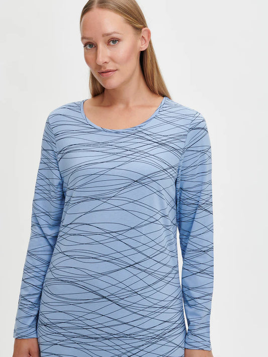 Nanso lang nachthemd grafische lijnen - LANKA 28695 - Licht blauw (2304)