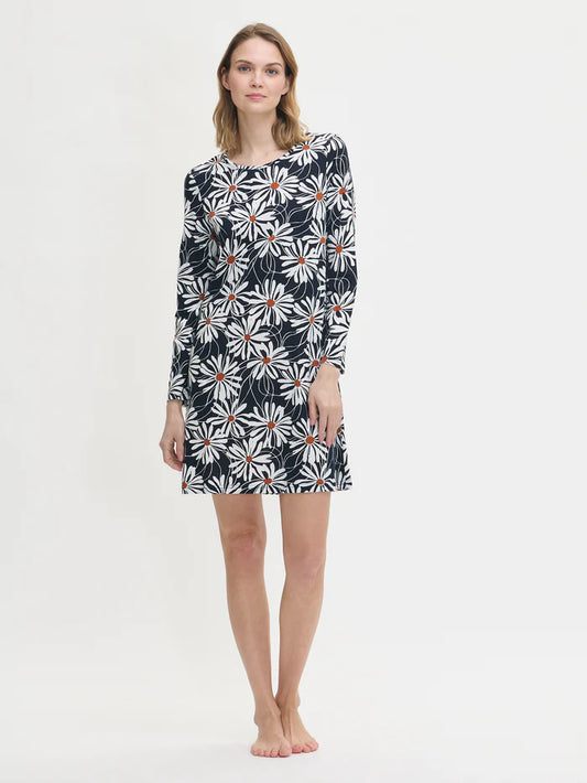 Nanso nachthemd lange mouw magrieten - ANETTE 29044 - Blauw