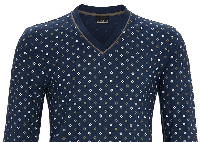 Ringella heren nachthemd V hals - 3541018 - Dark denim